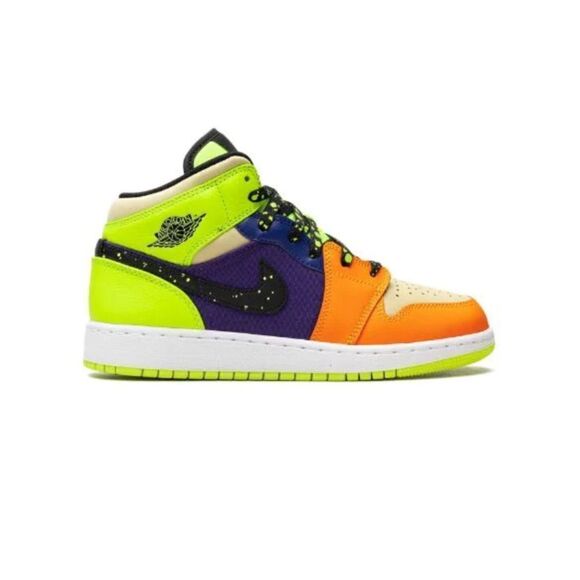 Jordan Toddler 7C Air Jordan 1 Mid SE "Volt/Vivid Orange" sneakers - Picture 1 of 5